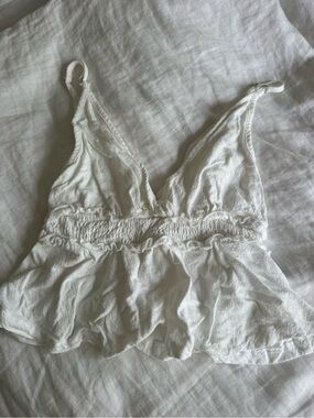 Hollister White Smocked Peplum Cami Top